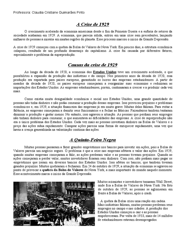 Crise 1929 Pdf A Grande Depressão Economia
