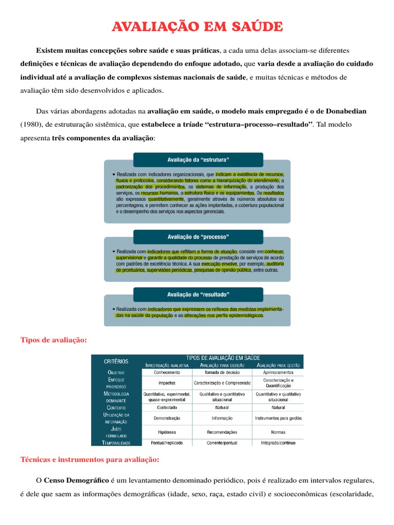Avaliação em Saúde | PDF