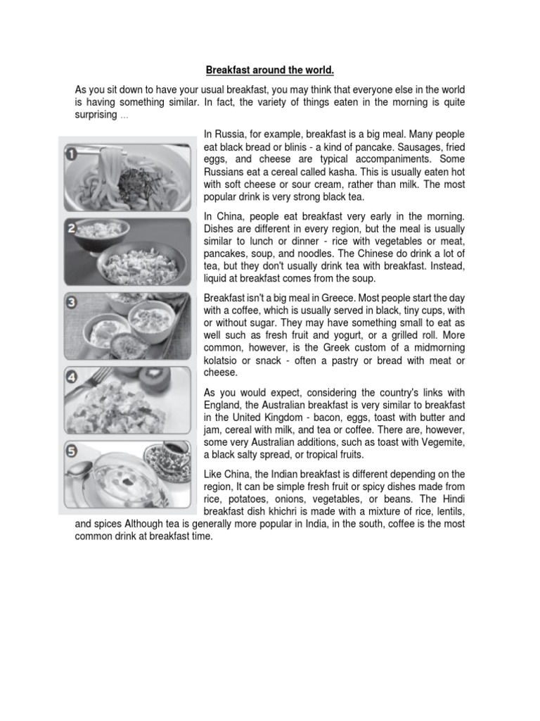 Global Breakfast Traditions Explained | PDF | Meal | Cuisine