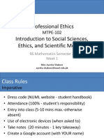 Professional Ethics Introduction To Social Sciences, Ethics, and Scientific Method