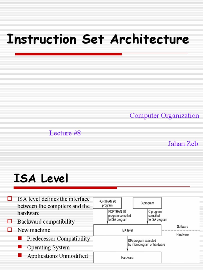 Lecture#8-Instruction Set Architecture - 012458 | PDF | Data Type ...