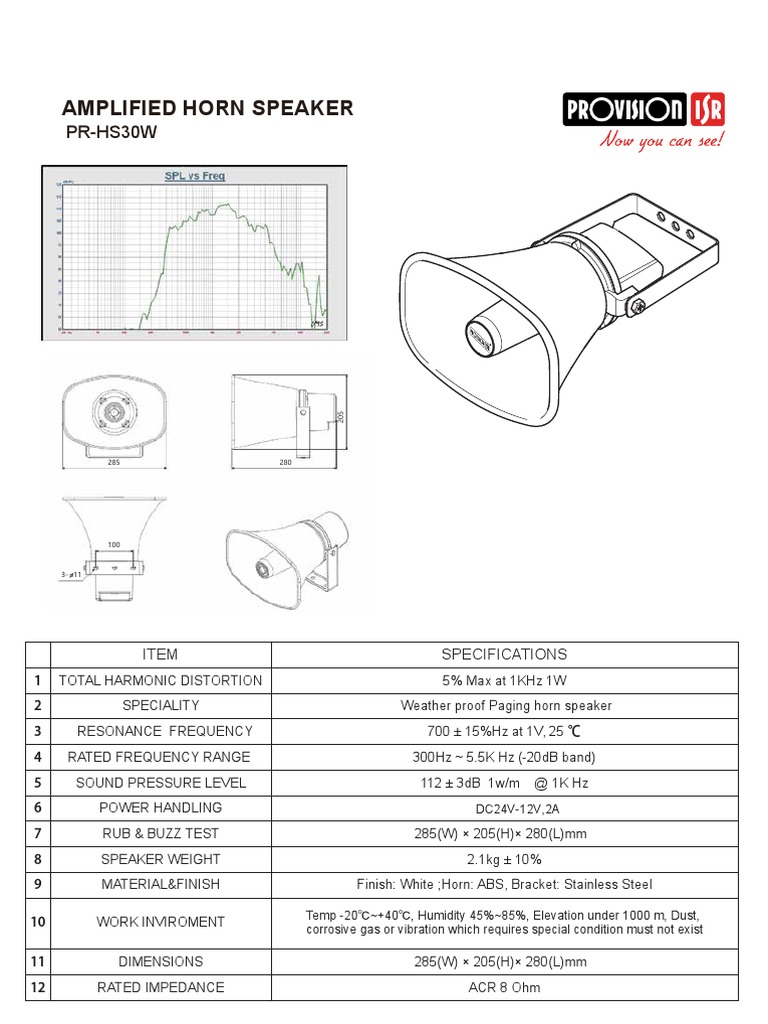PR-HS30W Specs PDF | PDF