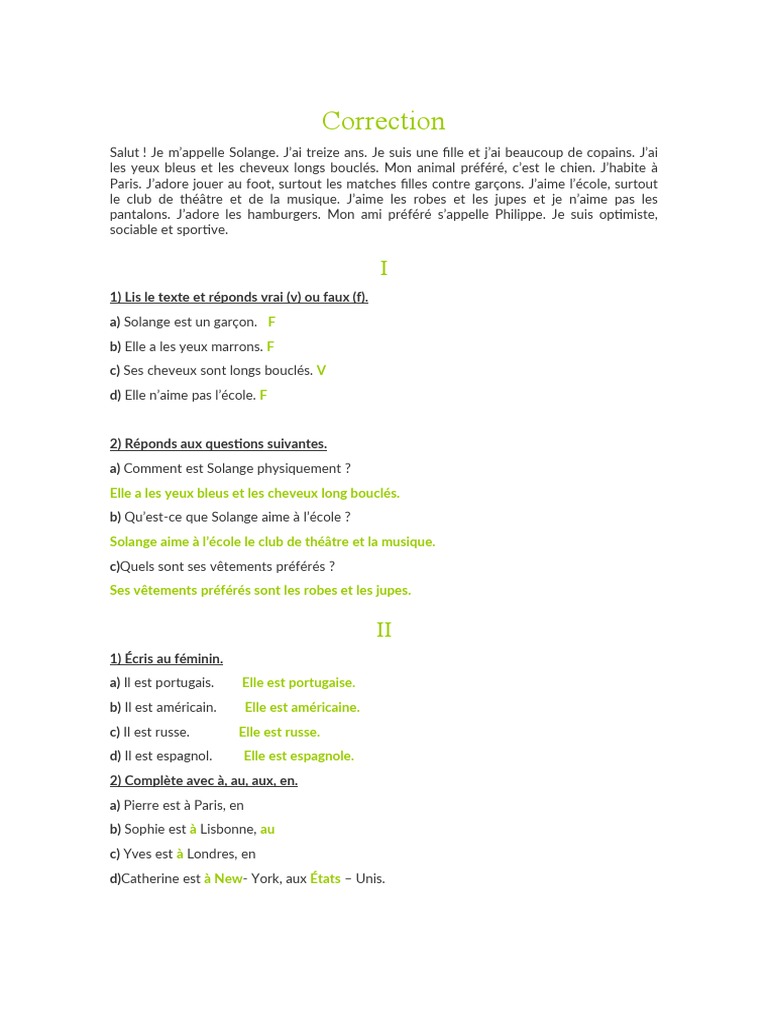 Correção Do Text de Francês | PDF