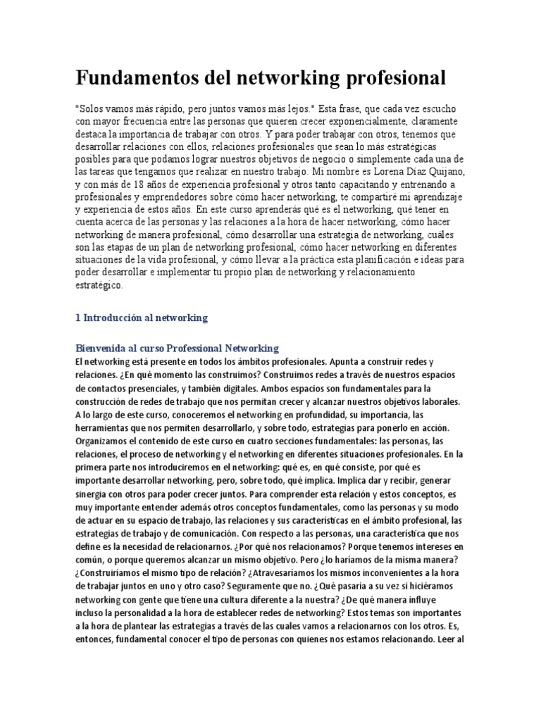 Networking Profesional | PDF | Comunicación | Realidad
