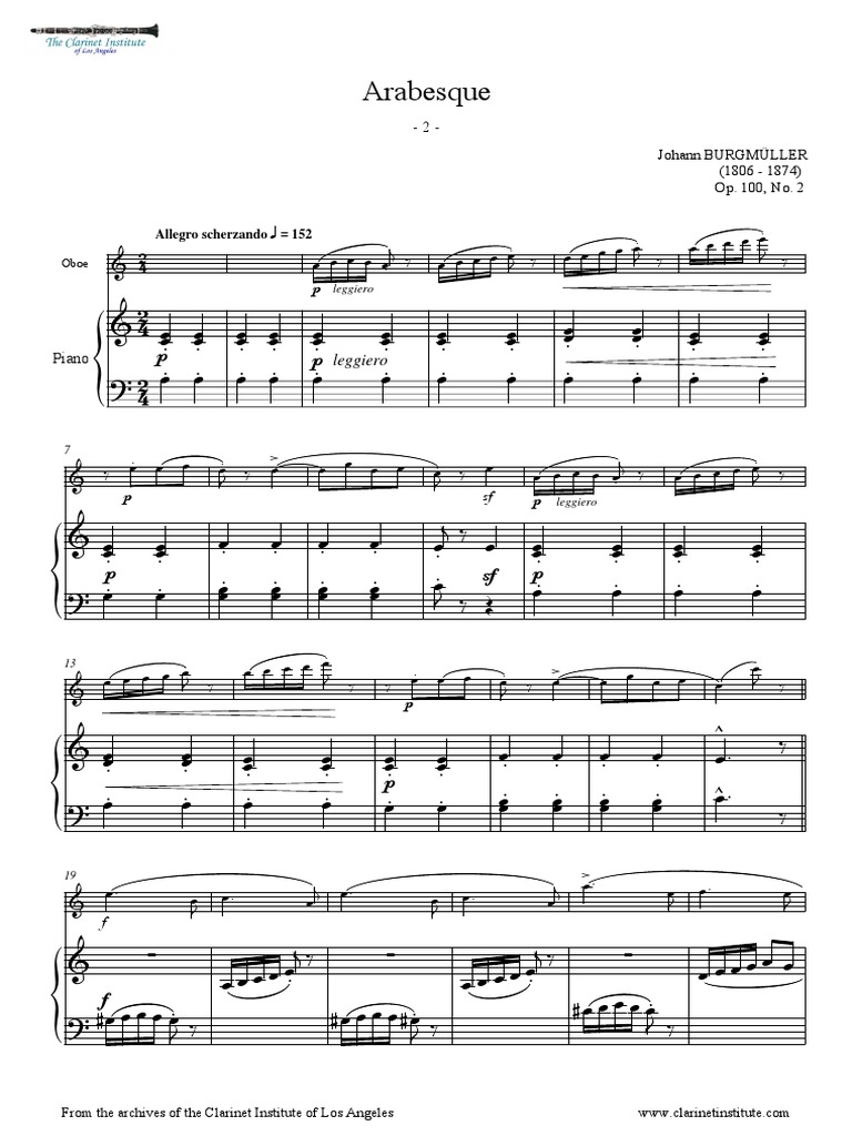 Institute) Burgmuller Op100 02 Arabesque Oboe PDF PDF