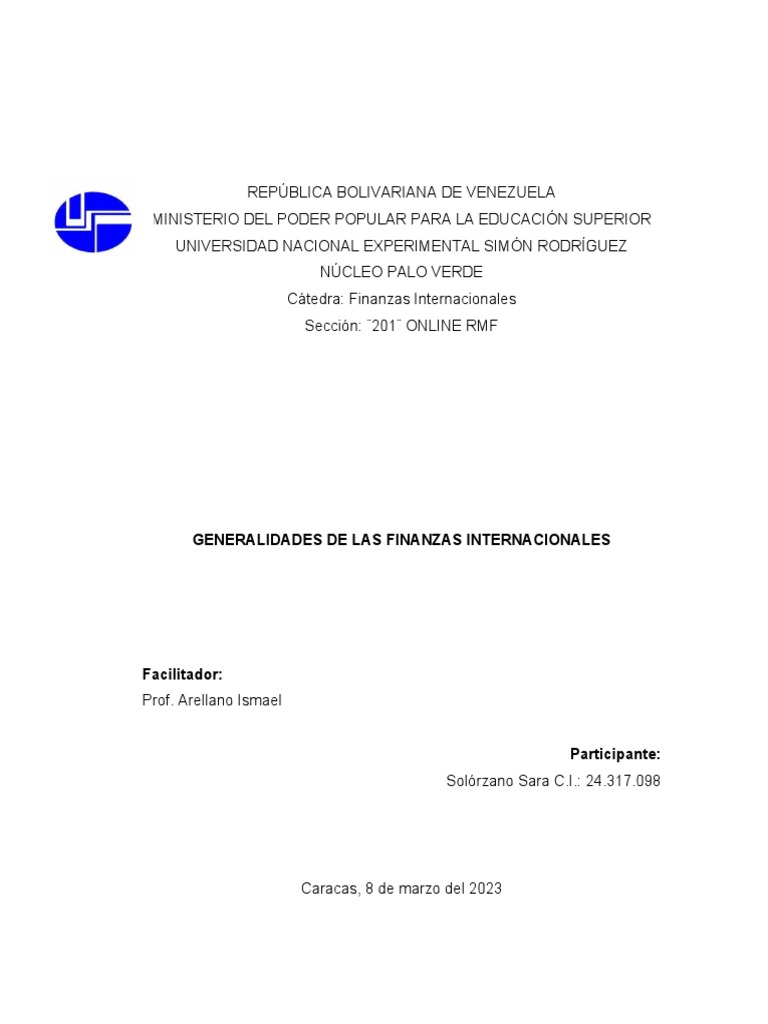 Trabajo Finanzas Internacionales 1 | PDF | Inflación | Tipo de cambio