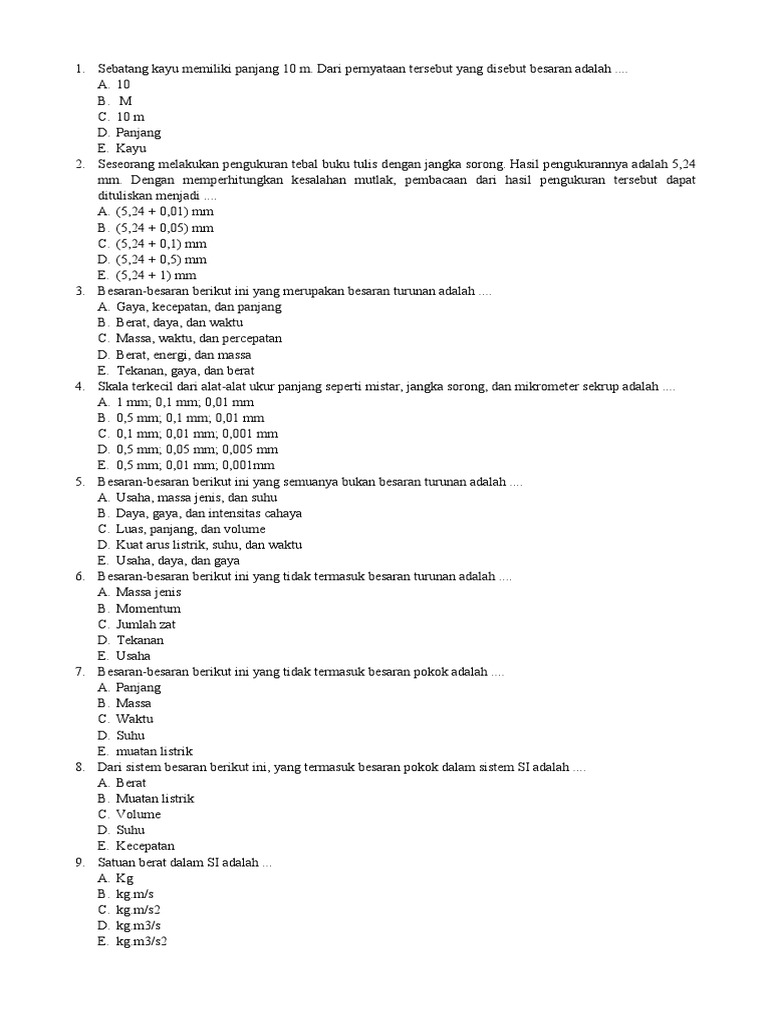 Besaran dan Pengukuran dalam Fisika | PDF | Metode & Bahan Ajar | Sains ...