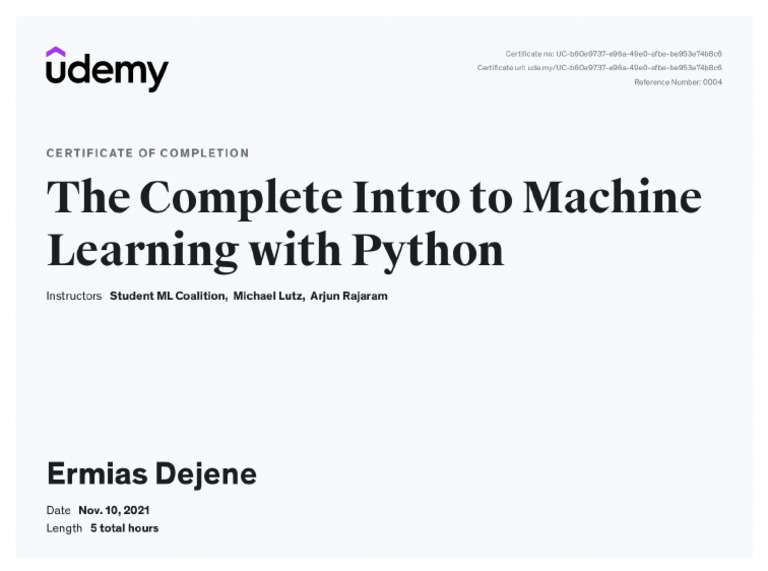 Certificate ML in Python | PDF