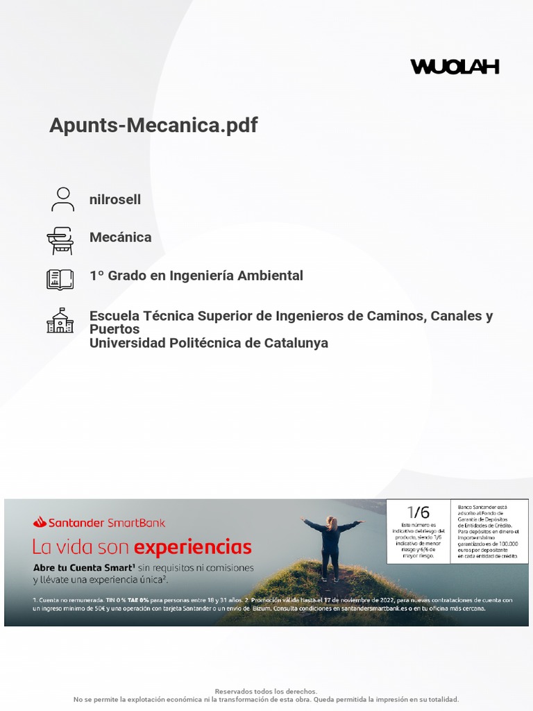 Wuolah Free Apunts Mecanica PDF | PDF | Ingeniería | Ciencias fisicas