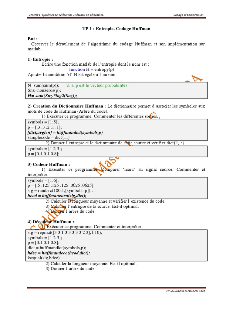 Exemple de Codage de Huffman | PDF | Compression de données | Algorithmes
