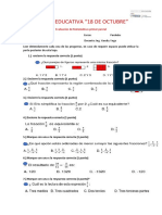 Evaluación matemáticas primer parcial 18 de Octubre