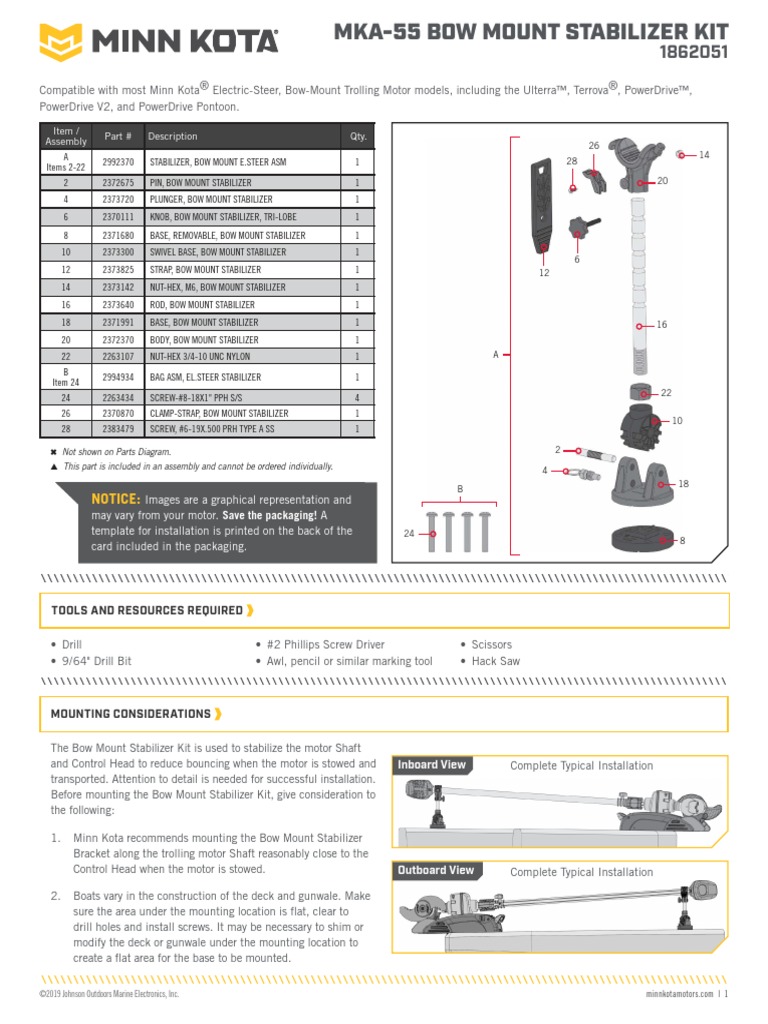 MKA55 Stabilizer Kit Instruction Sheet 2374952rc PDF Screw Drill