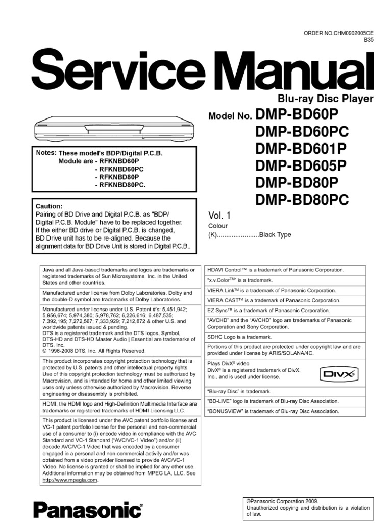 Panasonic Blu-ray Disc Player - Dmp-bd60p | Electrostatic Discharge