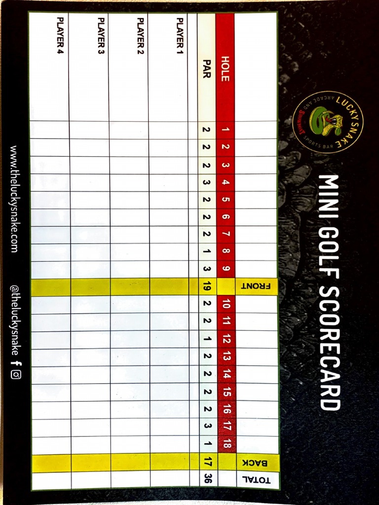 Mini Golf Score Card PDF PDF