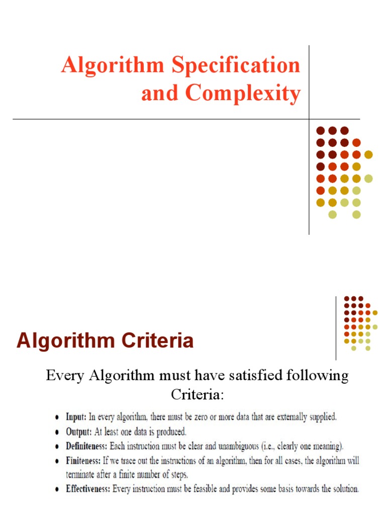 Specification and Complexity Algorithm | PDF