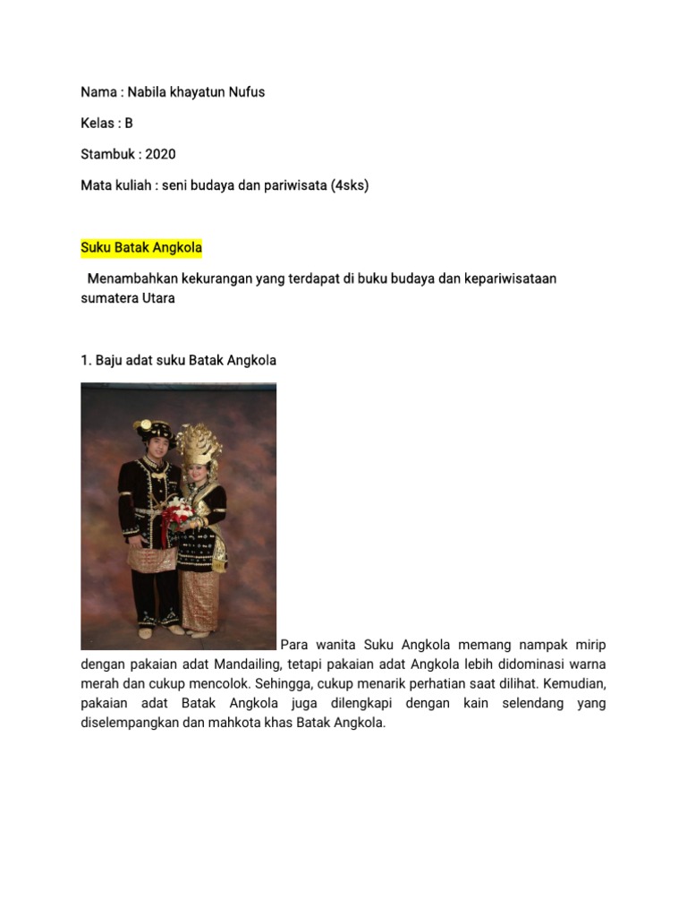 Suku Batak Angkola Nabila Khayatun Nufus PDF | PDF