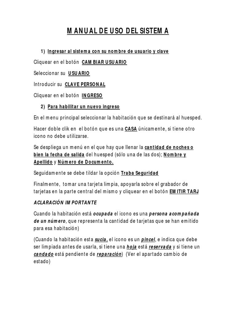Manual de uso del sistema | PDF | Contraseña | Informática
