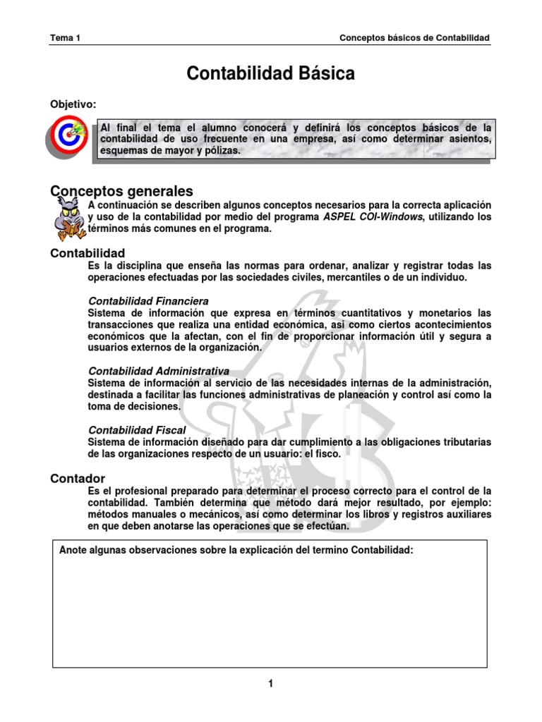 Conceptos Básicos De Contabilidad Contabilidad Básica Pdf