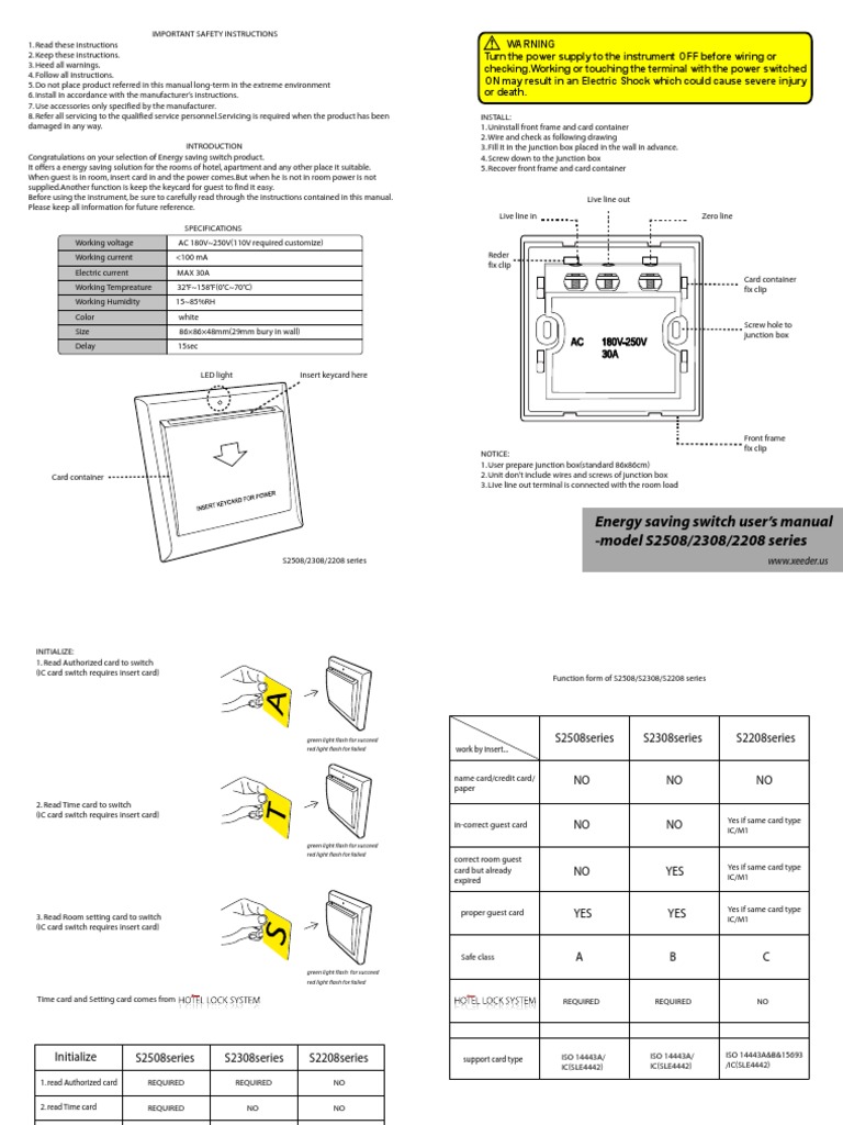 Energy Saving Switch Installation Guide | PDF | Switch | Electrical ...