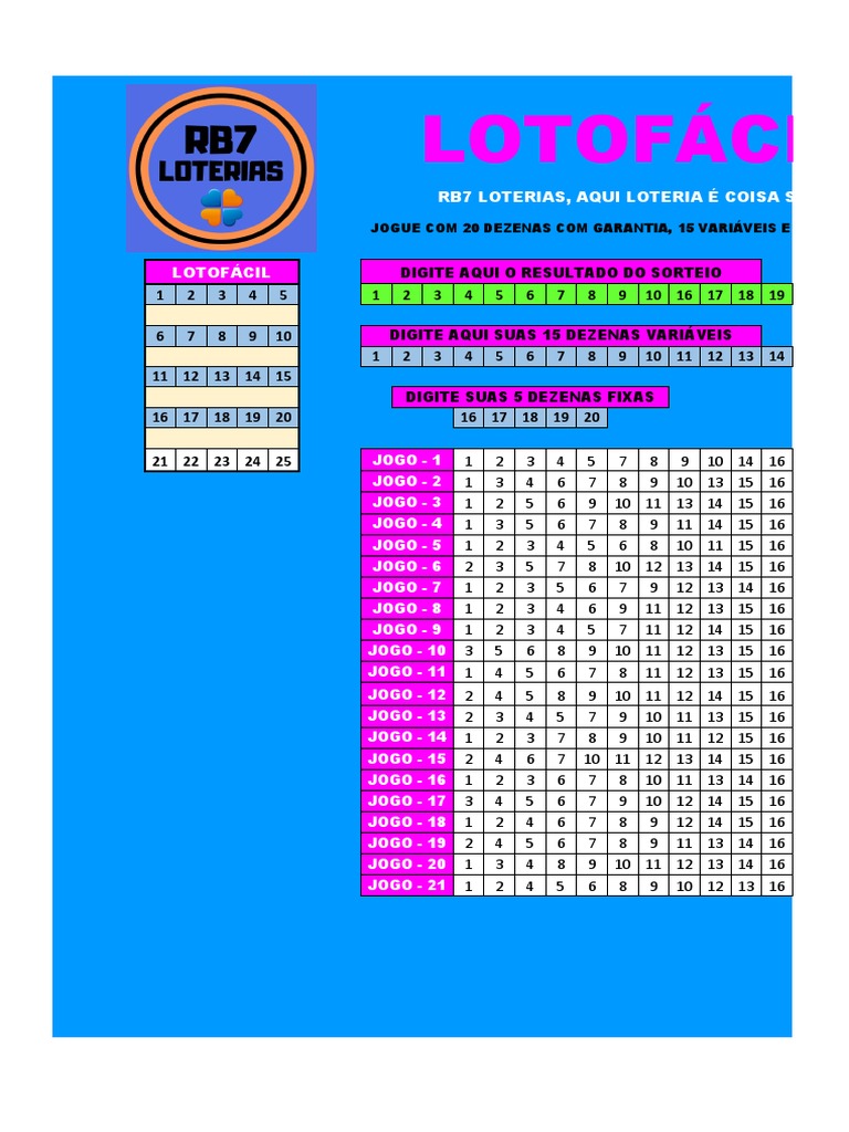 Tribo da Sorte Lotofácil - Jogue Fácil Concurso 1558 - Exclusivo para o  Facebook. Complete a Matriz com 04 ou 06 dezenas e jogue em planilhas de  combinação com 19 e 21