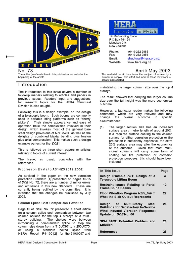 HERA Steel Design Bulletin No. 73 | PDF | Beam (Structure) | Bending
