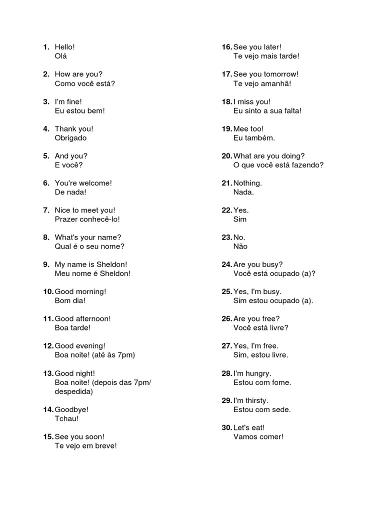100 Frases Comuns em Inglês | PDF