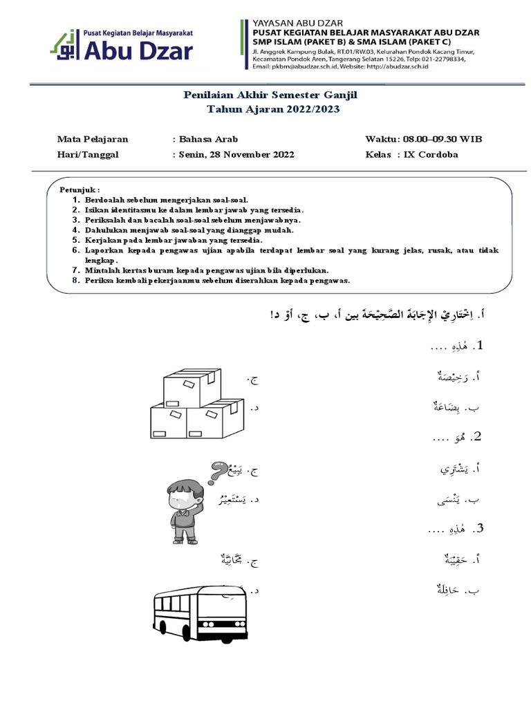Penilaian Bahasa Arab Kelas IX Cordoba | PDF