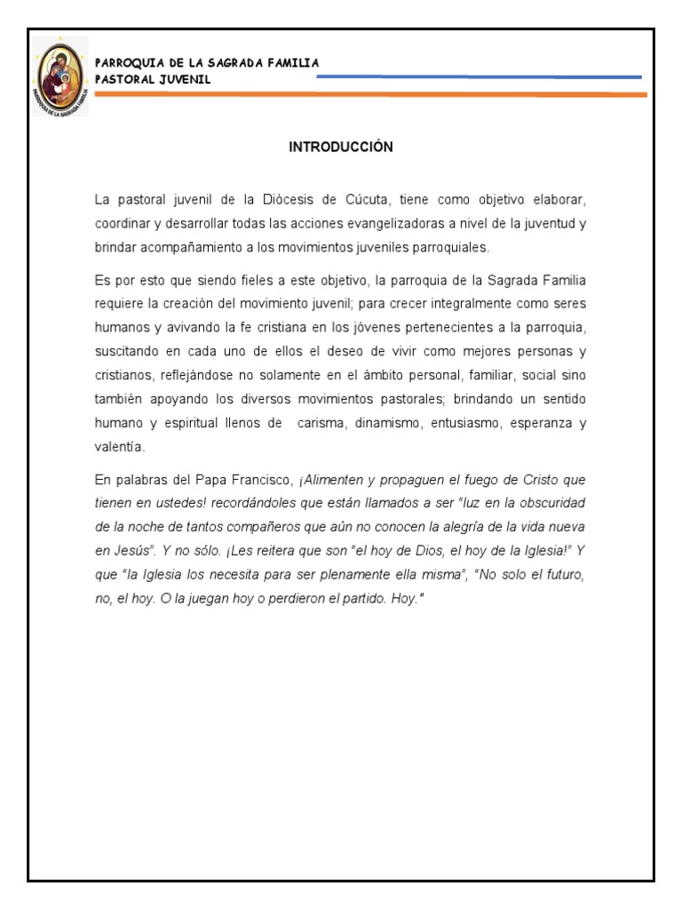 Proyecto de Pastoral Juvenil | PDF | Jesús | Iglesia Católica