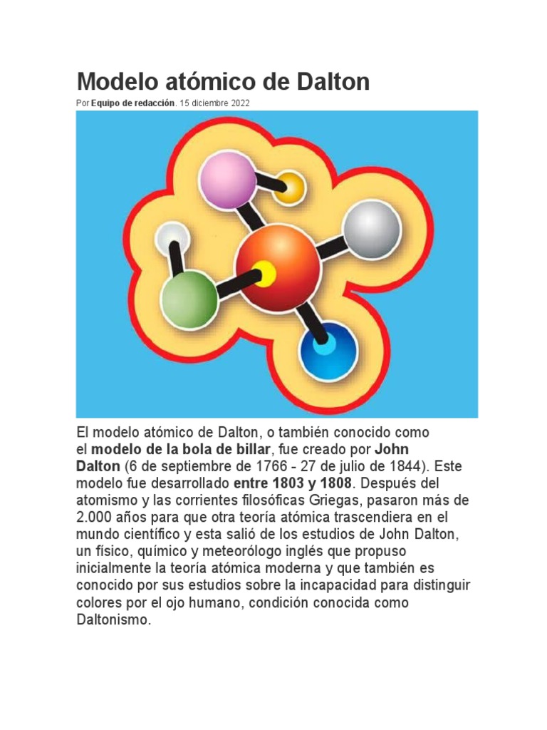 Modelo Atómico de Dalton 2.0 PDF Átomos Química