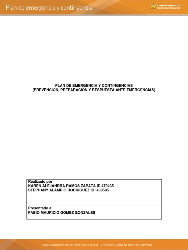 Plan de Emergencia y Contingencias 2025 | PDF | Emergencia | Riesgo