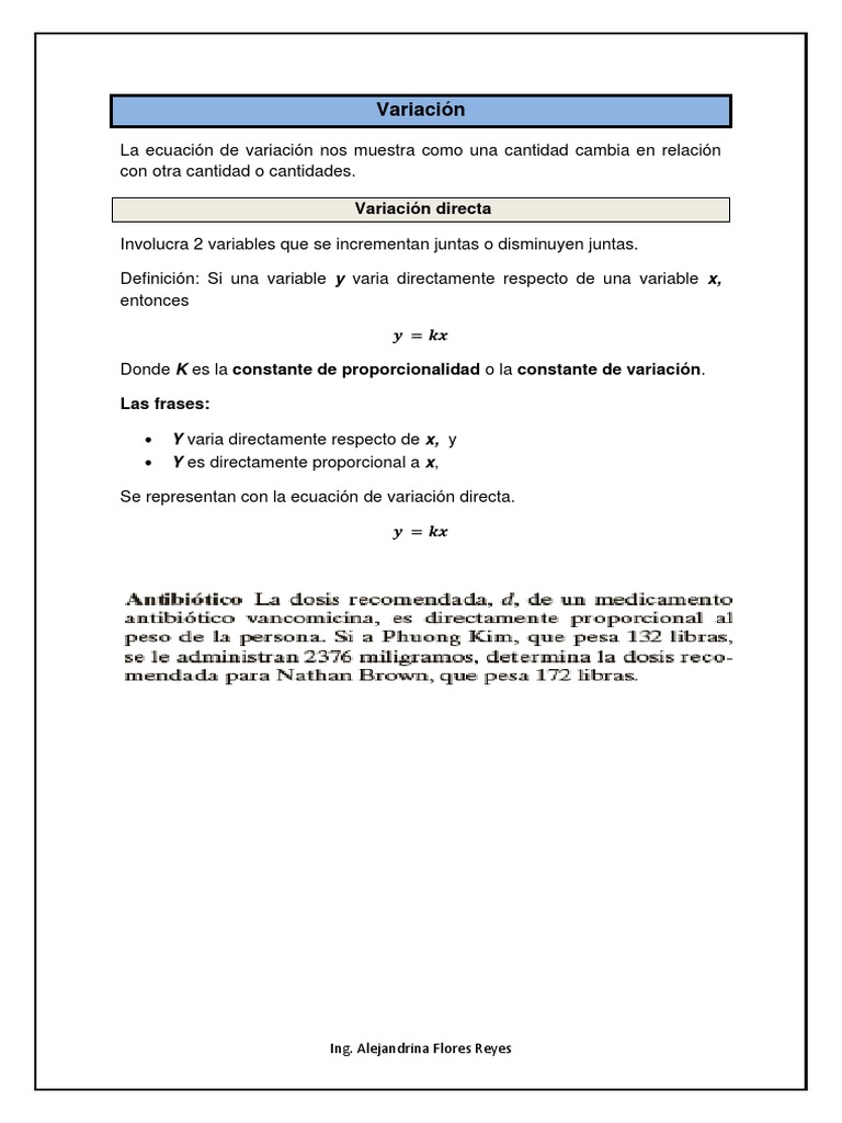 Tipos de Variación: Directa e Inversa | PDF