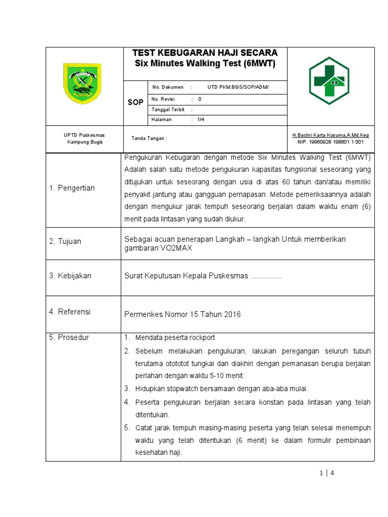 Panduan Six Minutes Walking Test | PDF