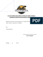 Acta de Entrega Reglamento Interno de Orden