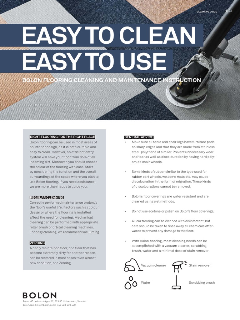 Bolon Flooring Cleaning Guide PDF Vacuum Cleaner Flooring