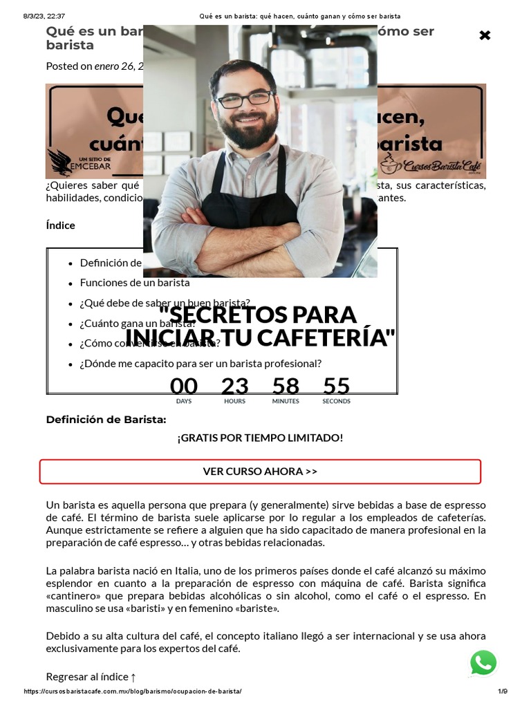 Funciones y sueldo de un barista | PDF | café | Industria de alimentos