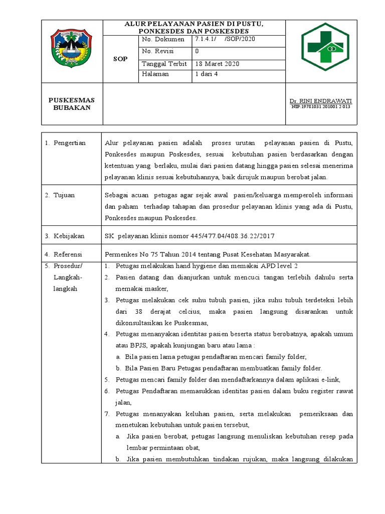SOP Alur Pelayanan di Pustu | PDF | Kesehatan Holistik | S…