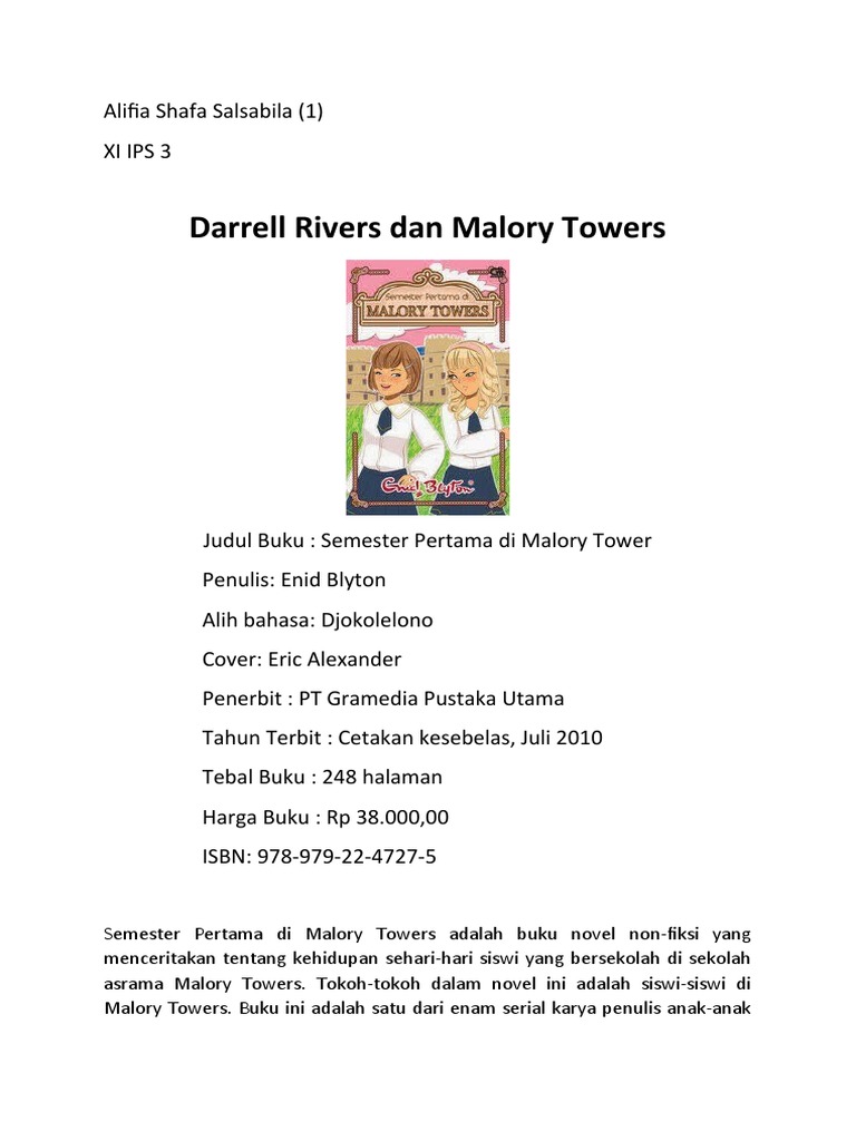 Ulasan Buku: Semester Pertama di Malory Towers | PDF | Seni & Disiplin ...