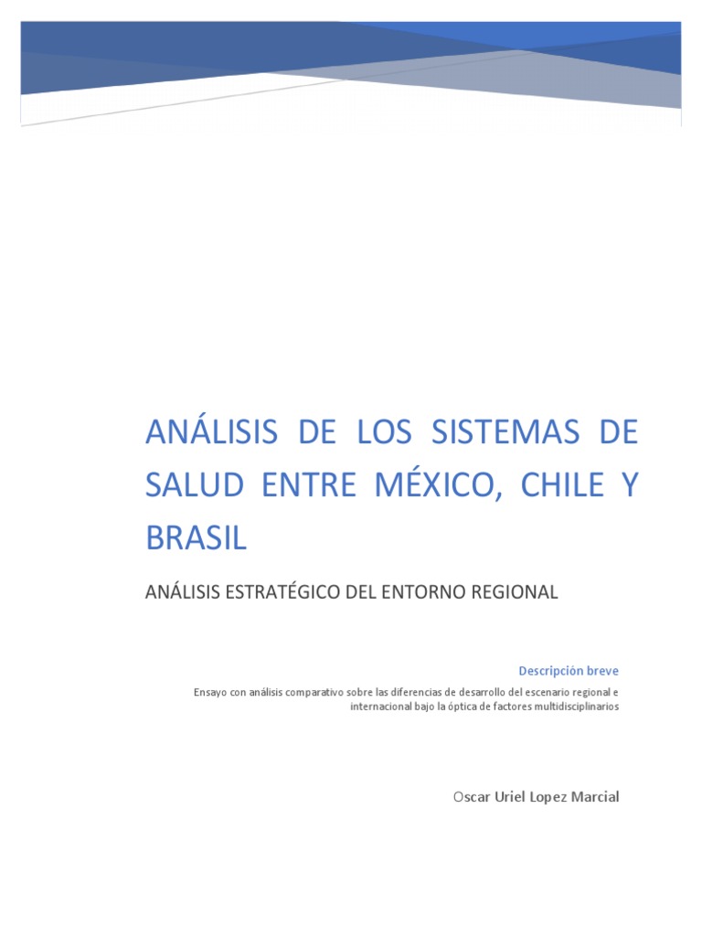 Análisis De Los Sistemas De Salud Entre México Chile Y Brasil Pdf