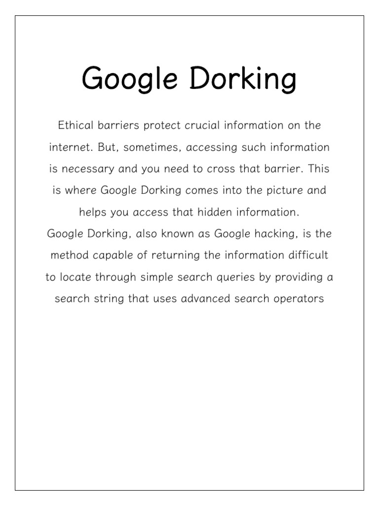Google Dorking | PDF | Search Engine Optimization | World Wide Web