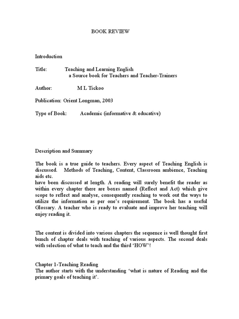 Book Review | PDF | Reading (Process) | Teachers