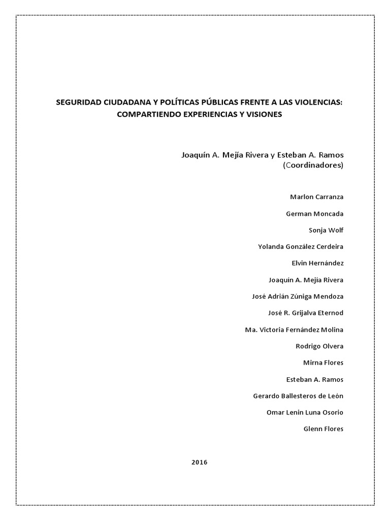 Seguridad Ciudadana y Politicas de Prevencion de La Violencia | PDF ...