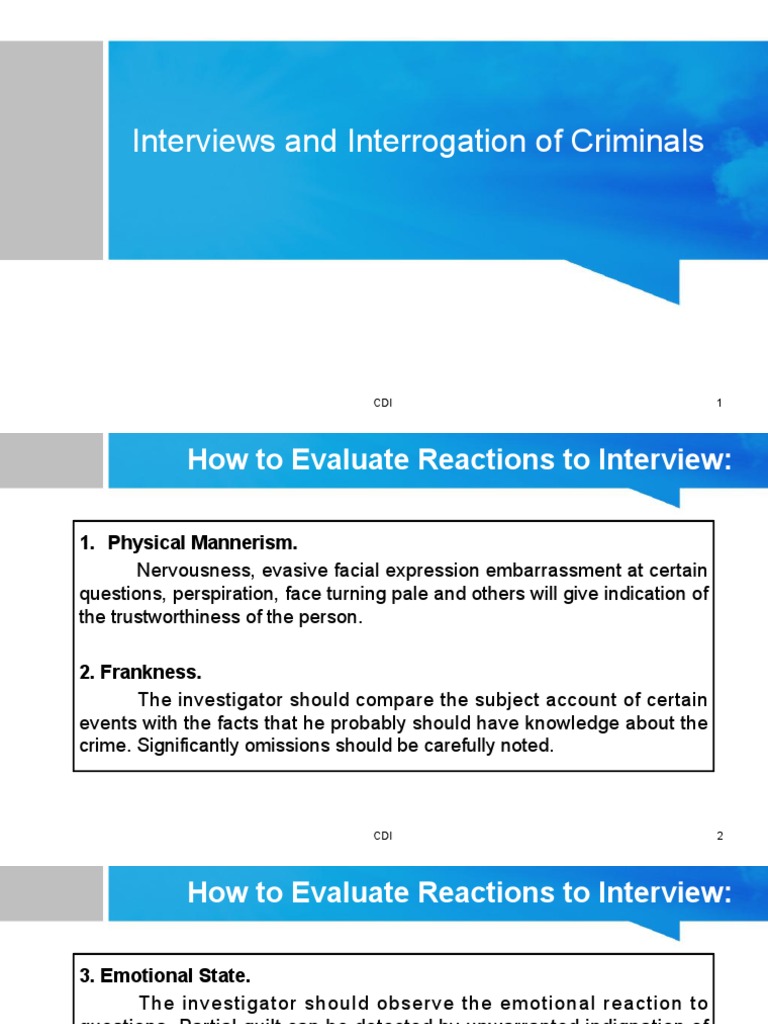 Interviews and Interrogation of Criminals | PDF