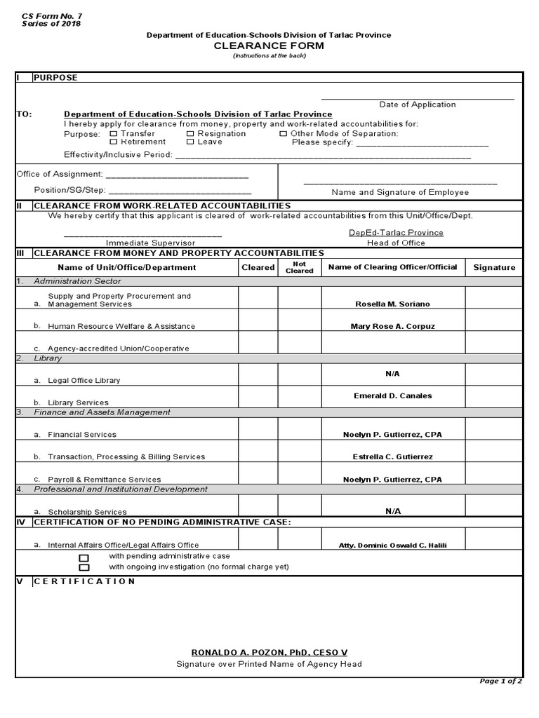 CS Form No. 7 Clearance Form | PDF | Economies | Business