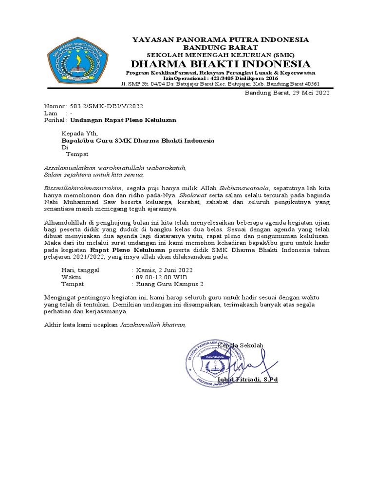 Undangan Rapat Pleno | PDF