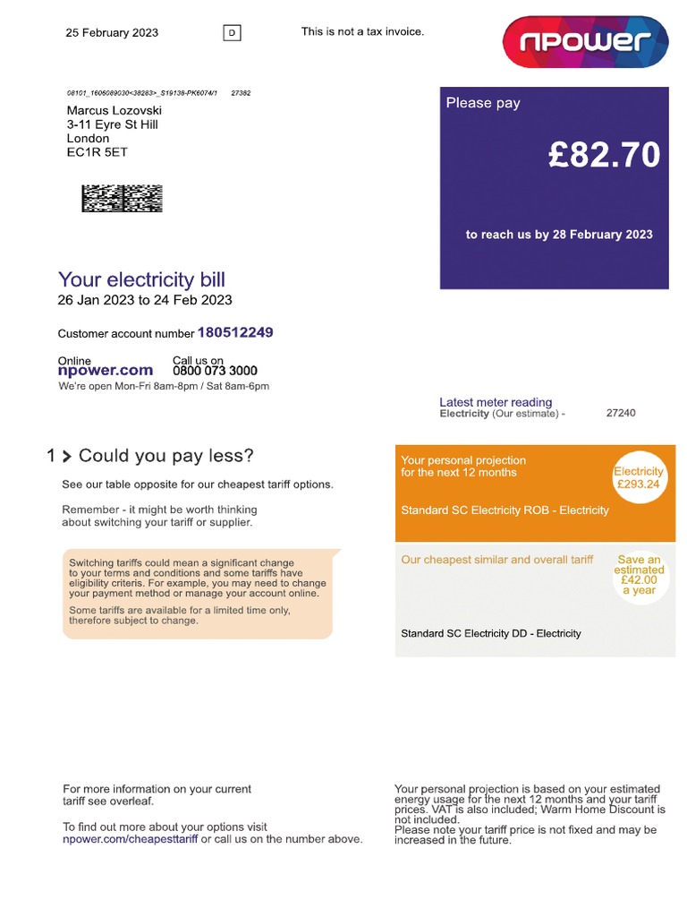 Npower Bill | PDF
