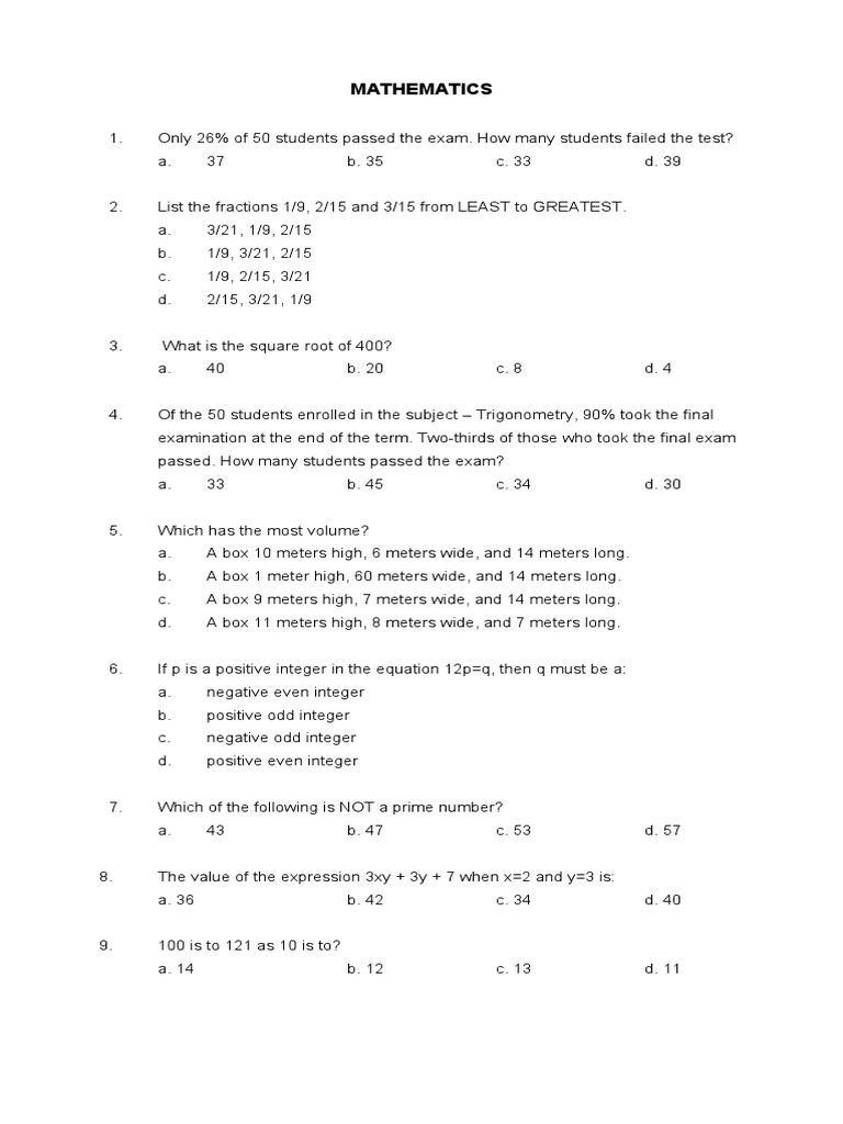 LET TQ Math | PDF | Interest | Numbers