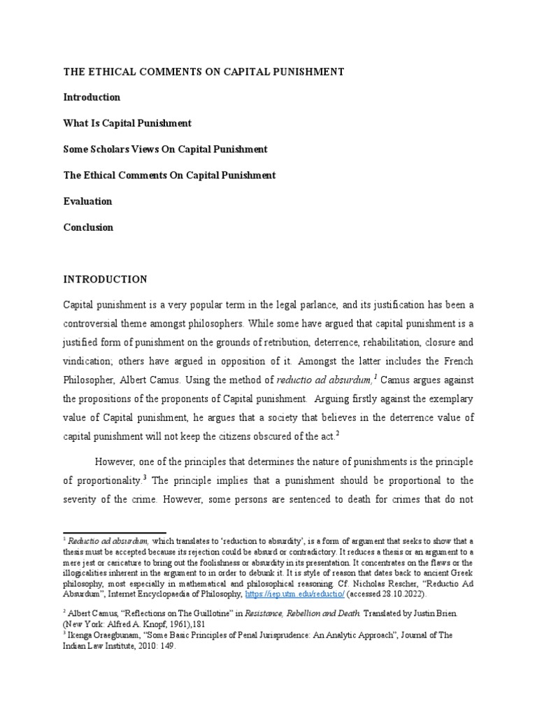 The Ethical Evaluation On Capital Punishment | PDF | Capital Punishment ...