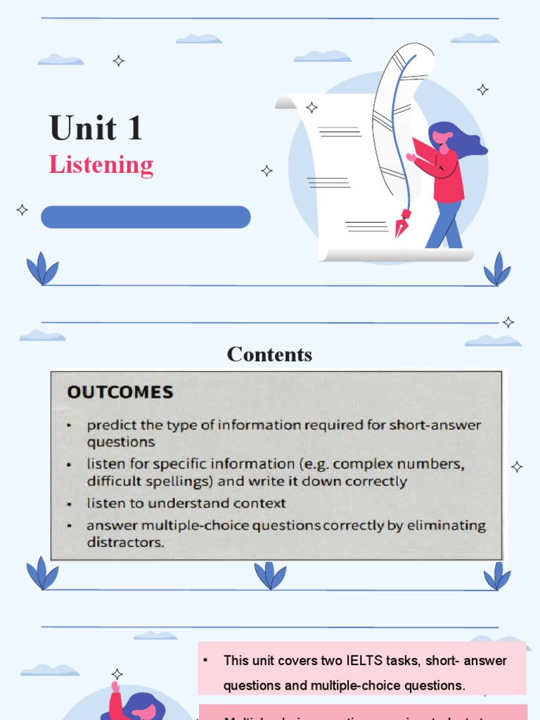 IELTS Listening: Unit 1 Guide | PDF