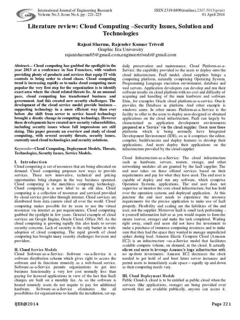 Literature Review Cloud Computing Securi PDF Cloud Computing