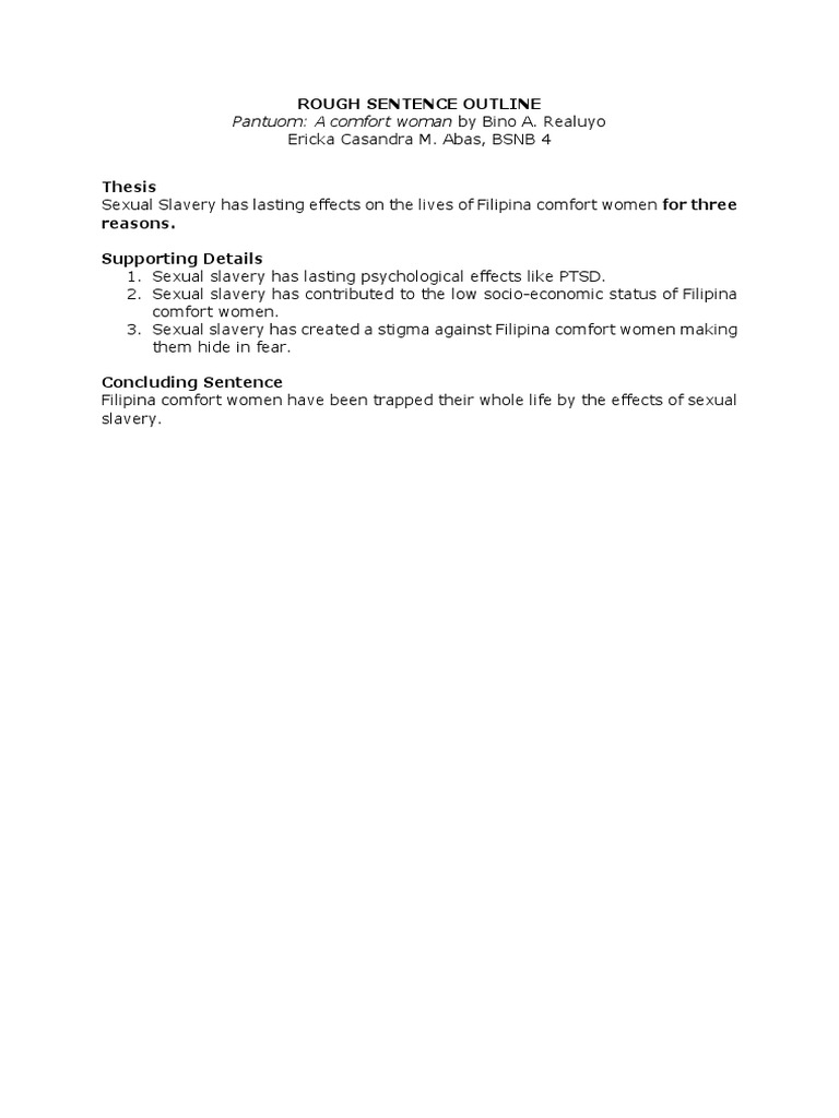 Rough Sentence Outline PDF PDF